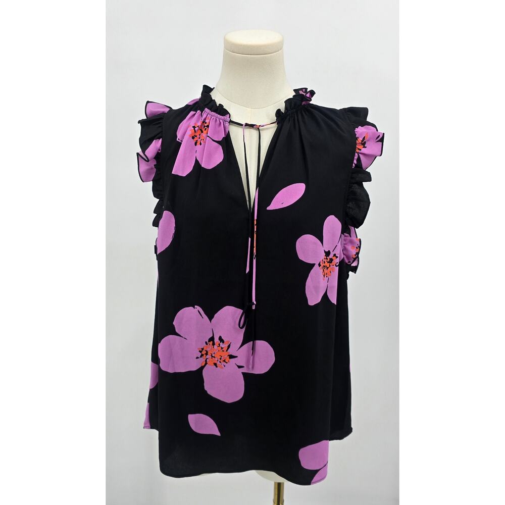 Kate Spade Modern Dark Romantic Grande Floral Tie Neck Shell